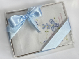 Blue Flower Embroidered Hanky
